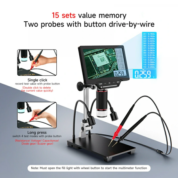 DM21 7-Inch Digital Microscope With Multimeter